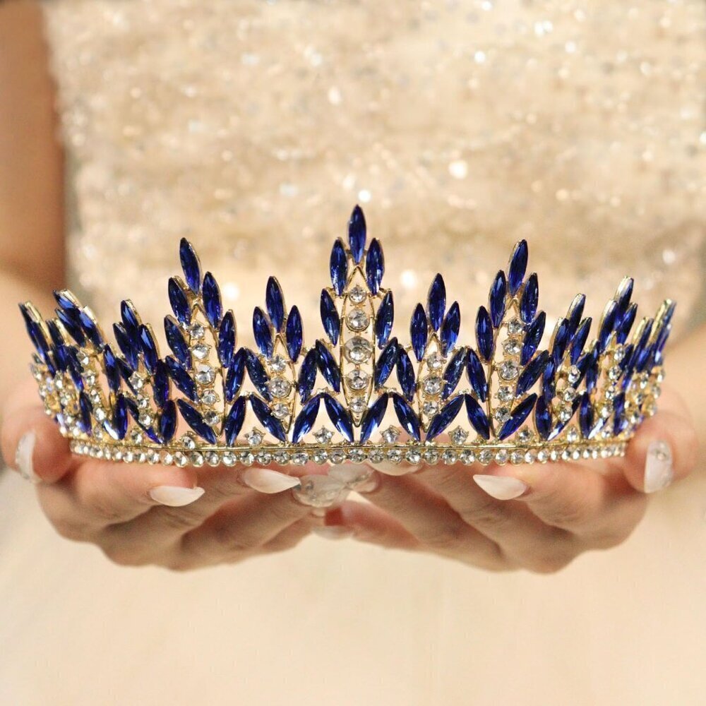 Gold Bride Wedding Tiara Crown for Women Elegant Royal Queen Crown Headband Glit